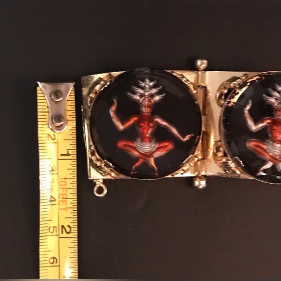 Siam Dancer Itaglios Heavy Goldtone Bracelet - Picture 10 of 12